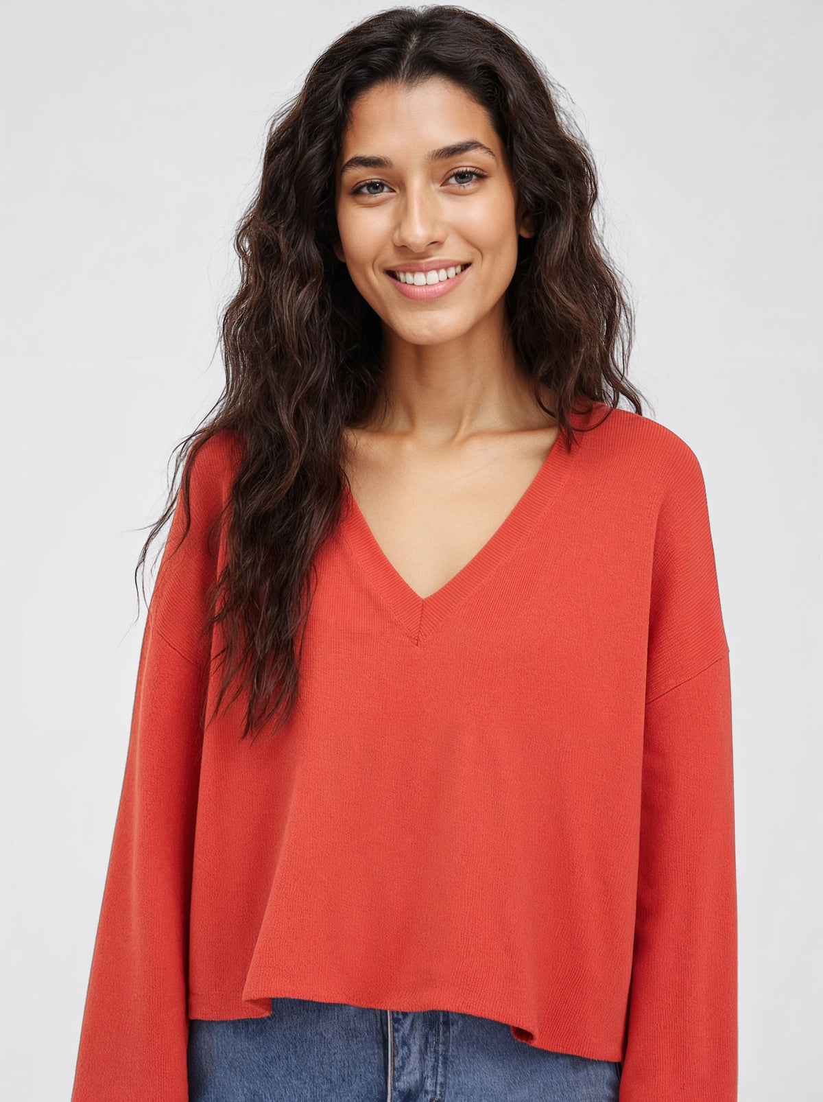 Wide Sleeve V-Neck Sweater