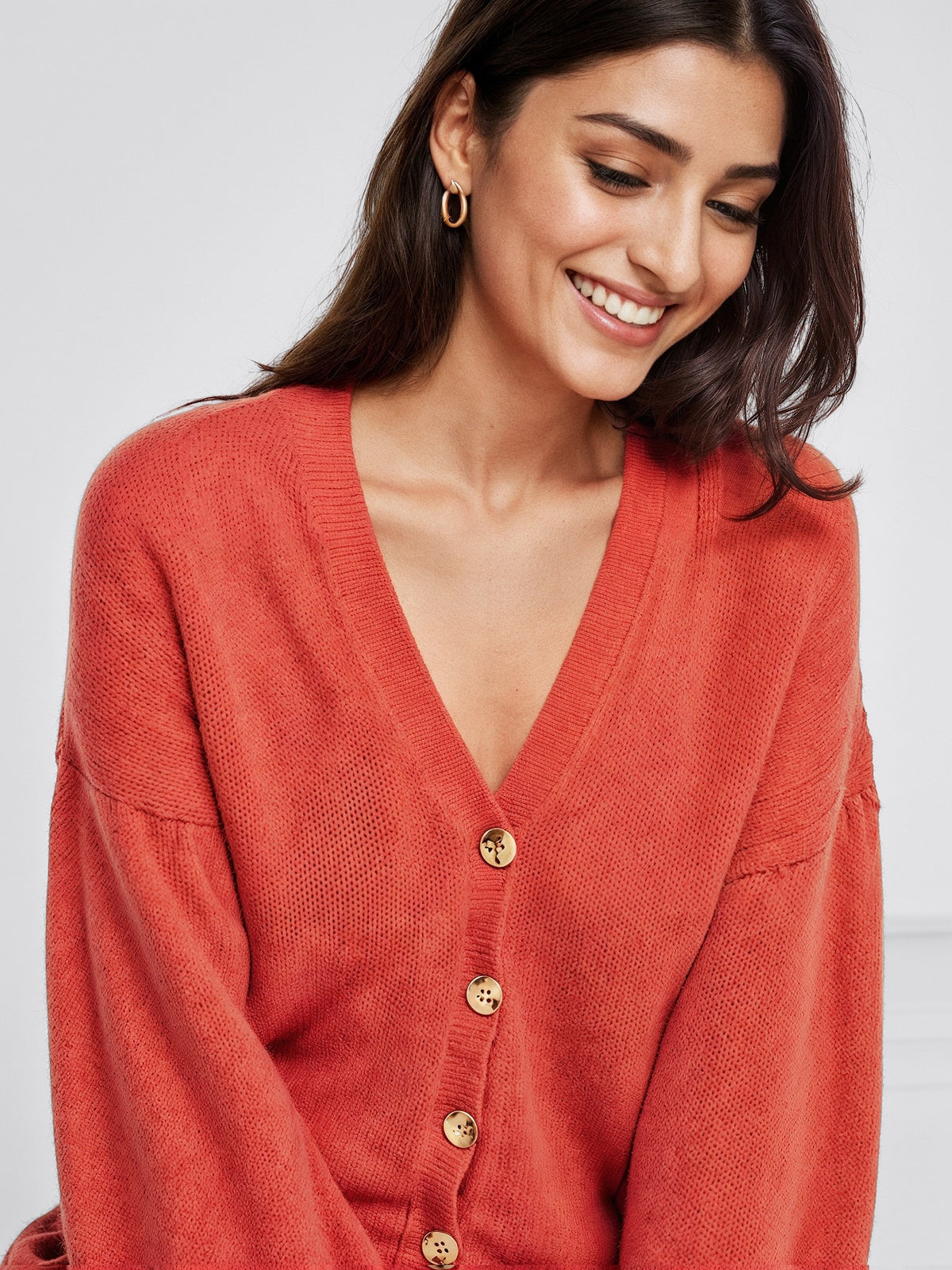 Button-Front Knit Cardigan